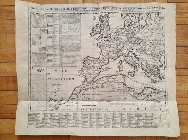 Harta Europei la sfarsitul Antichitatii, tiparitura originala 1720
