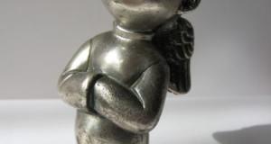 Statueta Ingeras, confectionata din zinc, placata cu argint, masiva (650 grame), provenienta Italia,