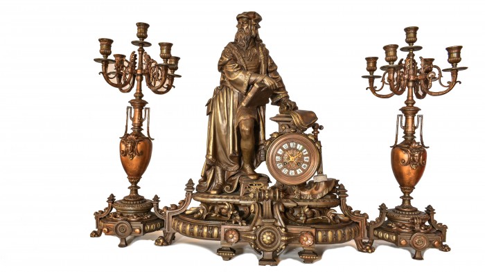 Set ceas cu statuie Leonardo Da Vinci 019074