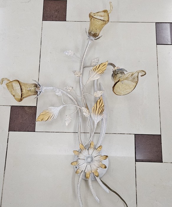aplica electrica 75-50 cm, metal-sticla Murano,3 lumini