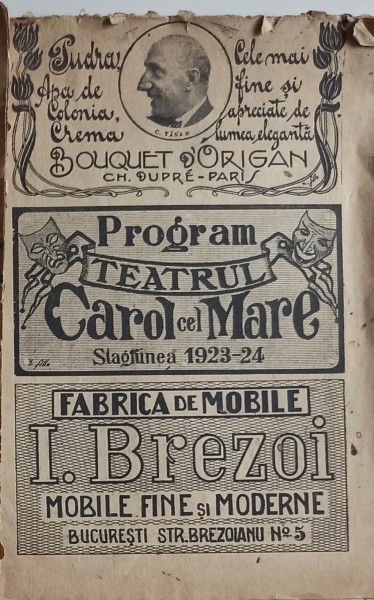 Revista program Teatrul Cărăbuș Anul 1924 vintage