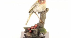 Pasare cardinal-statueta din bronz pictat BG-1