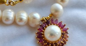 925-COLIER ARGINT CU PERLA  PERLE  SI SAFIR