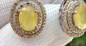 925 Cercei argint cu safir galben