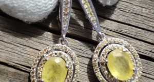 925 Cercei argint cu safir galben