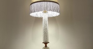 Veioza accent înaltă, Art Deco, cristal, bronz aurit, vintage
