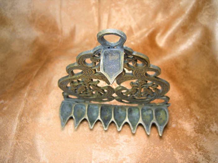 Iudaica, menorah arhaica bronz, sec 18, antique, colectie, cadou
