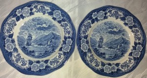 Doua placi vintage din Scoția Royal Warwick Anglia Albastru și Alb