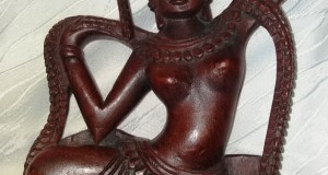Rar! Sculptura lemn. Dansatoare zeița thailandeza, H=41cm.