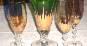 pahare cristal murano  cu sticla lichior   multicolore