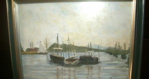 tablou vechi pictura ulei pe panza peisaj maritim