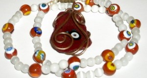 colier art deco pietre sidef si murano Venetian