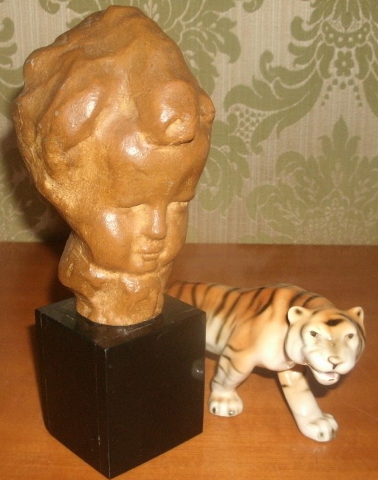 tigru portelan Royal si  sculptura bust  teracota