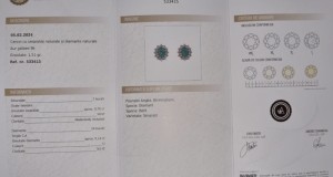 Cercei din aur cu diamante naturale si smaralde naturale-cu certificat