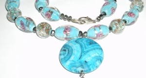 colier murano Venetian cu pandantiv piatra