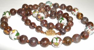 colier antic oriental pietre naturale semipretioase si elemnte cloisonne