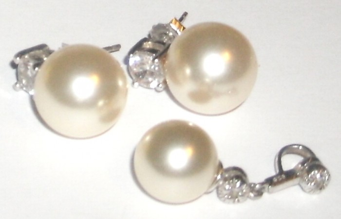cercei si pandantiv argint cu perle Mallorca
