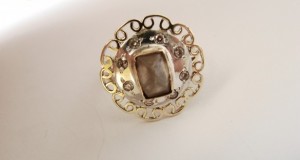 inel aur 14k argint cu diamante diamant brut