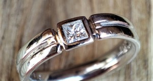 unicat inel platina 950 cu diamant princess cut LÜTH BIJOUX