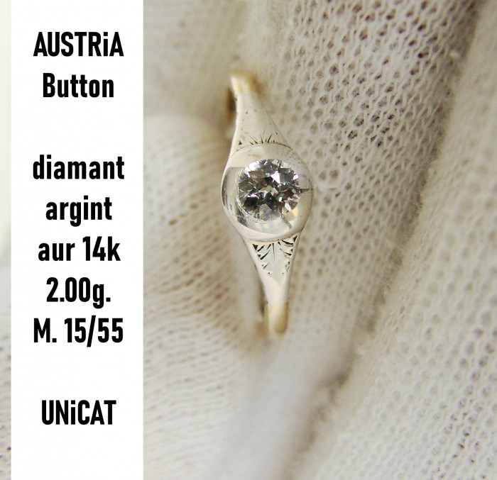 inel aur 14k diamant austria button