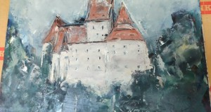 Castelul Bran-pictura, ulei pe carton -Gelu Constantin