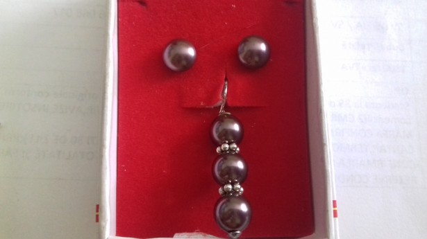 Set fin din argint 925 cu perle gri sidefate