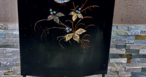 Deosebit paravan metalic pt semineu-pictura florala-Belgia