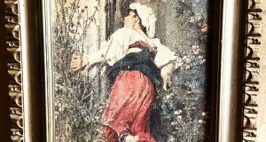 Antic tablou-pictura pe panza-personaj expresiv-Italia