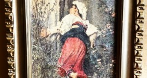 Antic tablou-pictura pe panza-personaj expresiv-Italia
